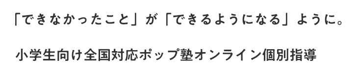 「できなかったこと」が「できるようになる」ように。小学生向け全国対応ポップ塾オンライン個別指導